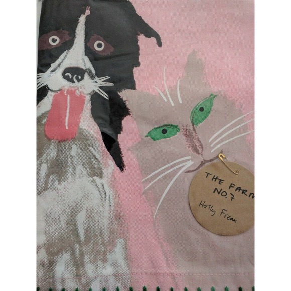 Anthropologie Other - ANTHROPOLOGIE Tea Dish Kitchen Towel Black Pug Collie Dog Cat Farm Stitching